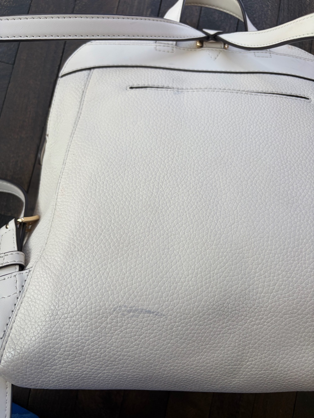 Michael Kors Slim Pebbled Leather Backpack in Cream color with Gold Hardware - Picture 15 of 15